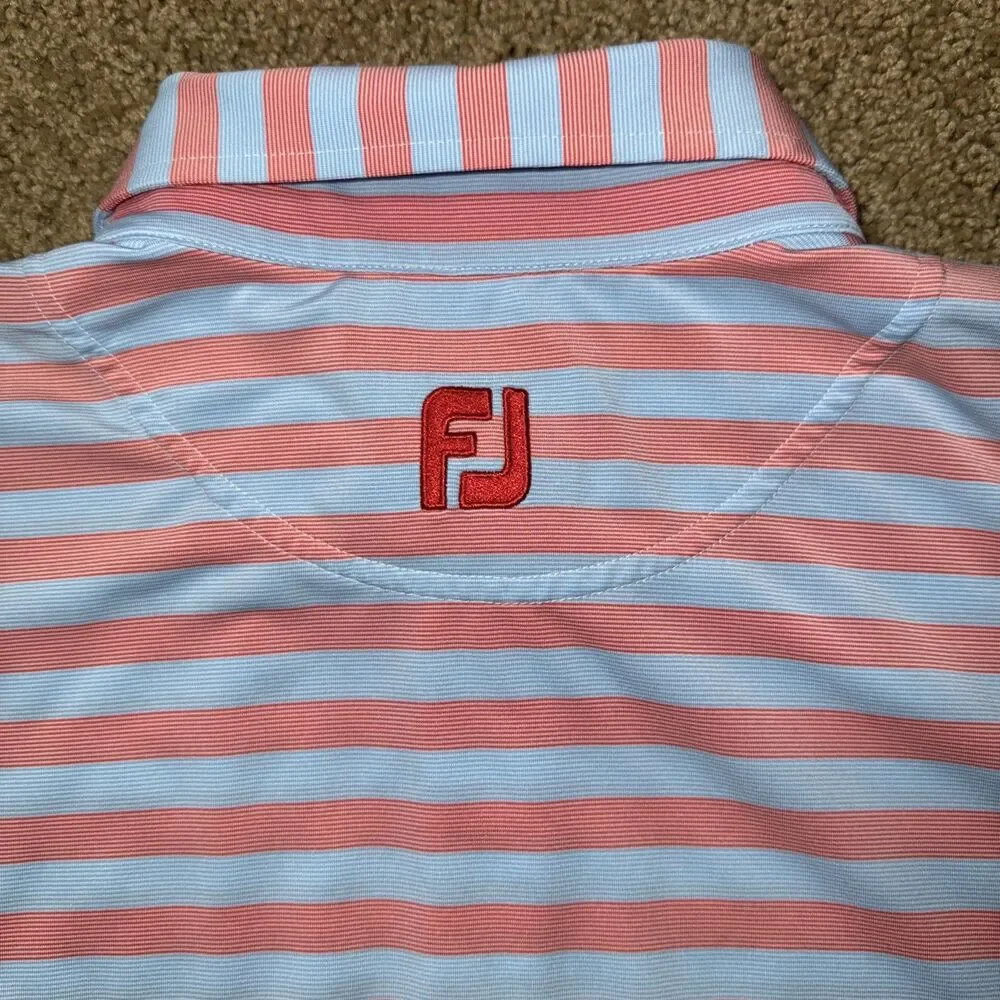 Footjoy Polo Men Performance Golf Blue Hills Country Club KC Logo Sz‎ L (Read)